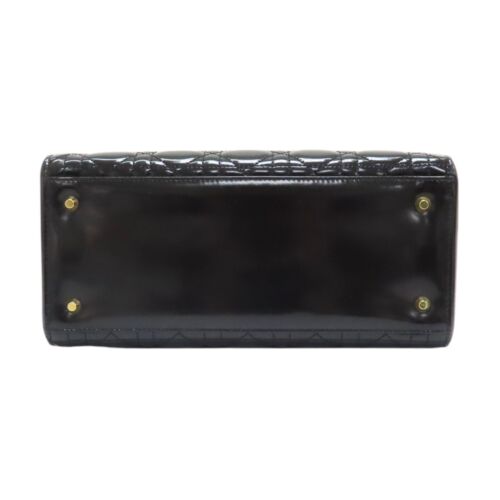 DIOR Cannage Lady Dior Shoulder Handbag Patent Leather Black Gold Metal - Picture 4 of 20