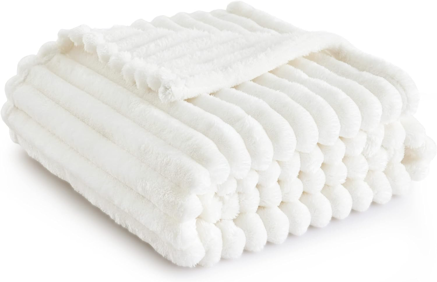 Bedsure White Throw Blanket for Couch - Super Soft Cozy Blankets for Women, Cute