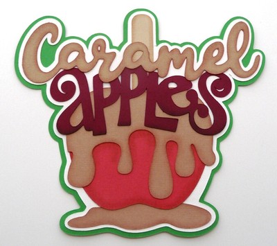 Premade Paper Pieced Title for Scrapbooking, Caramel Apples, Fall Treat, Candy