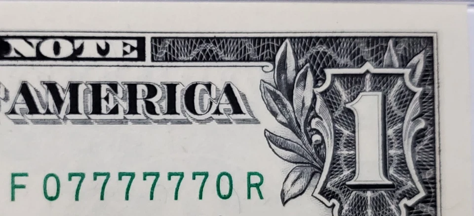 $1 Bill 2006 Fancy Serial Number PMG 66 EPQ Binary Super Radar Lucky 7s 07777770 - Image 4 of 4