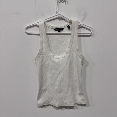 Veronica Beard Tank Top Womens XS White Ribbed Scoop Neck Basic Knit Casual