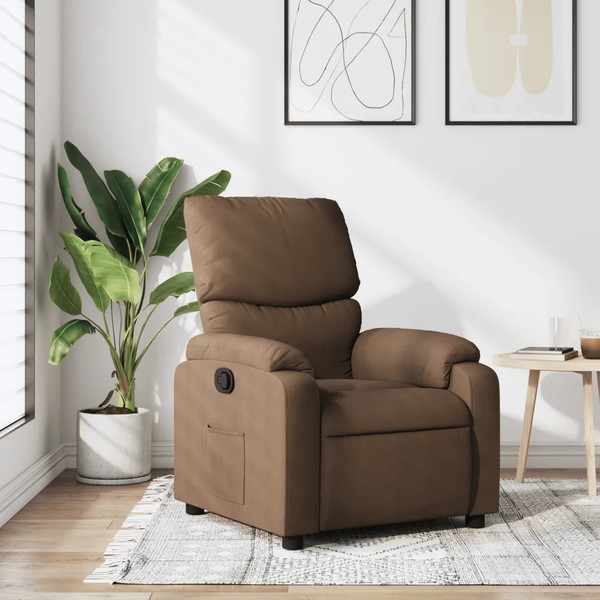 Relaxsessel Stoff Braun Mit Verstellbarer RüCkenlehne-image