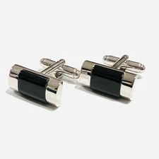 Rectangular Black Stone Daily Wear Cufflinks Men Birthday Gift With Box