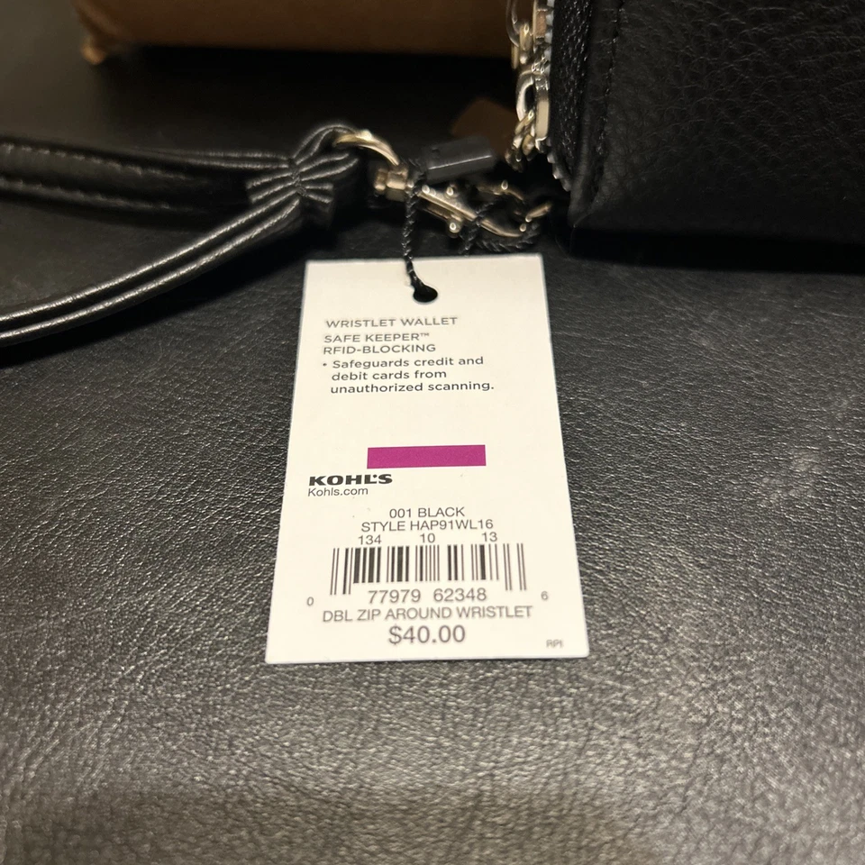 Cartera Apt 9 NUEVA CON ETIQUETAS Safe Keeper Negra Imitación Cuero Guijarro Cremallera Alrededor Bloqueo RFID Foto 2 de 4