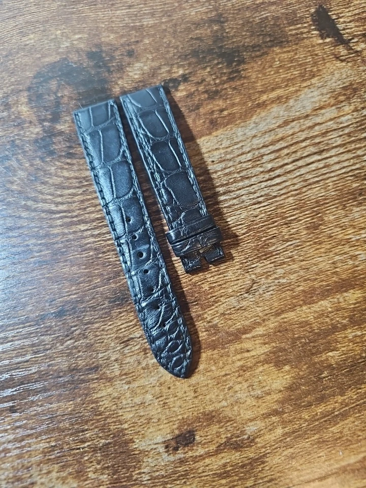 Auténtica correa de cuero de cocodrilo negro OEM Chopard 19/16 mm Foto 4 de 4