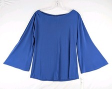 Nicole Miller Bell Sleeve Top Royal Blue Womens Small NWT