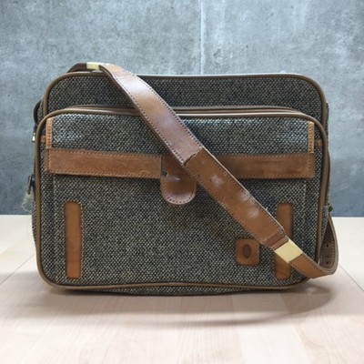 Hartmann Luggage Tweed Leather Briefcase Overnight Bag Messenger Travel Gray