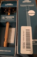 Merkur 24g DE rasoio extra lungo oro rosa nuovo unisex difficile da trovare