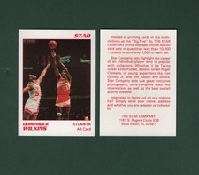DOMINIQUE WILKINS, Atlanta Hawks NBA HOF ~ Ad/Promo card The Star Co. 1989-1990