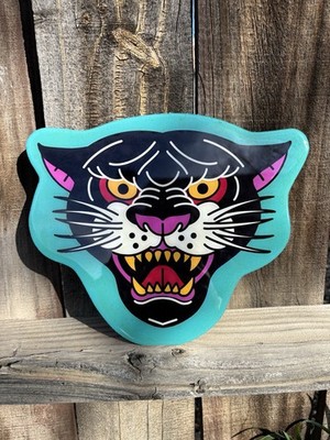 American Traditional Blue Panther Handmade Sign Tattoo Flash Shop Sign