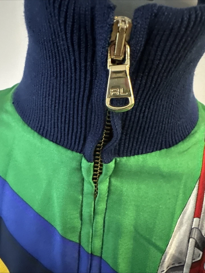 Ralph Lauren Golf Women Mulberry Silk Knit TRACK ZIP JACKET S Navy Multi Colored - Image 3 of 4