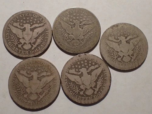 Lot of (5) Barber Quarters better Dates Mint 1899S 1898O 1901O 1902O 1903O