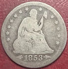 1853 Seated Liberty Quarter. Free Shipping