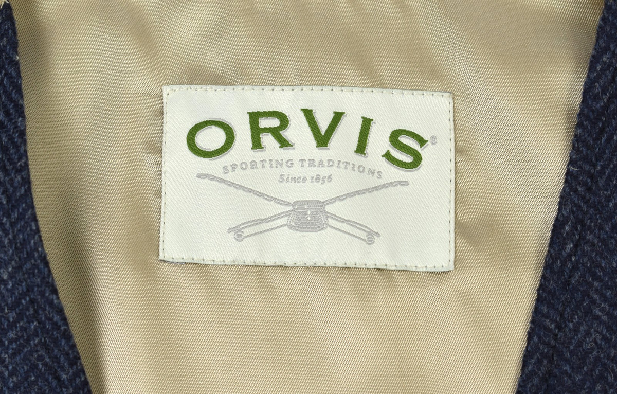NWT Vtg Orvis Tweed Wool Vest -L- Blue Herringbone Waistcoat Made in USA View 4