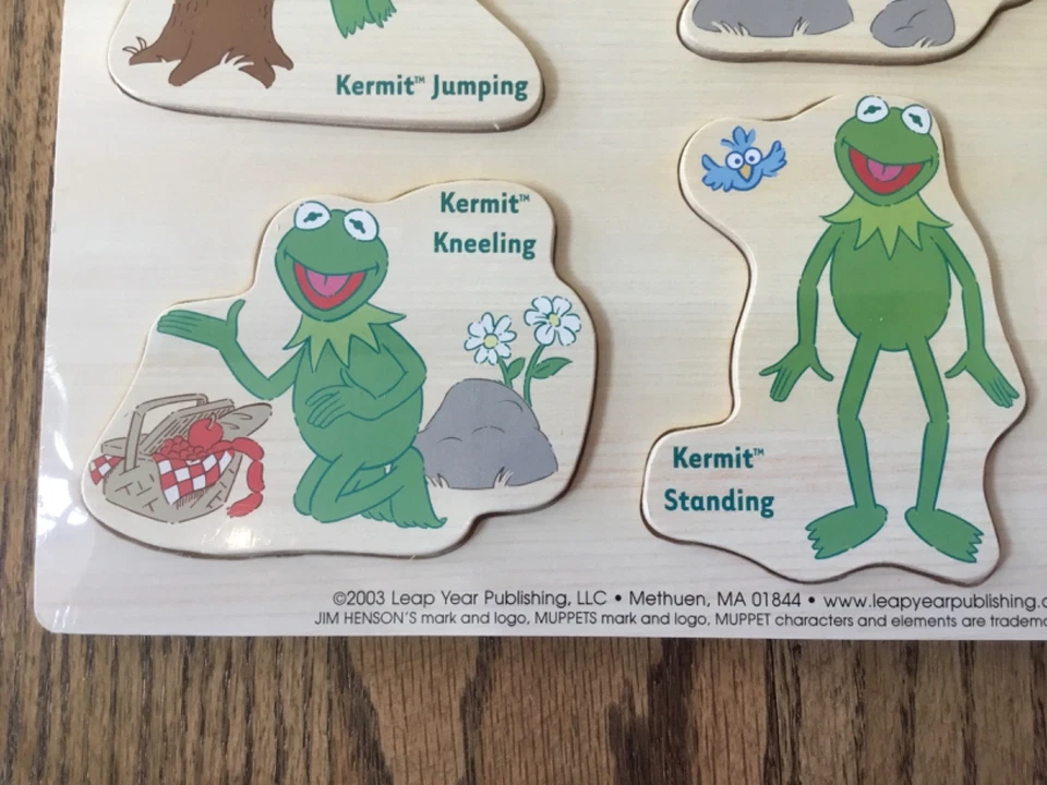 New KERMIT The FROG Jim Henson Wood Puzzel Preschool 6 piece Muppet 2003 Actvity - Image 4 of 4