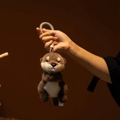 Cute Otter Plush Keychain Realistic Stuffed Otter Animal Pendant Doll Soft Plush