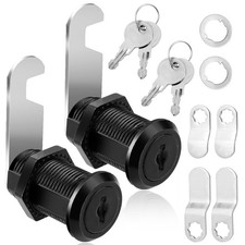 2 Pack Cabinet Lock Black File Cabinet Drawer Lock Replacement Key Locks Cam ...