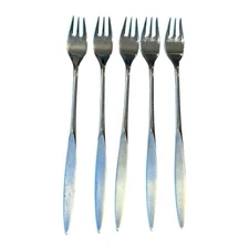 Oneidacraft Deluxe WINTERSONG Cocktail Forks Set of 5 Stainless Flatware 6” MCM