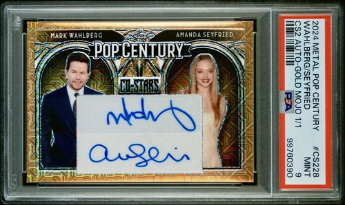 1/1 Mark Wahlberg Amanda Seyfried GOLD Autograph 2024 Leaf Metal PSA 9 Card Auto