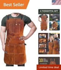 Adjustable Craftsman Apron in Genuine Leather - Ideal for DIY Projects