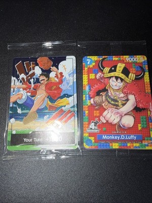 One Piece OP17 Pre Release 4th Anniversary Promo Card Set Lego Luffy All Sealed