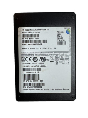 HPE SAMSUNG PM1633 920GB 2.5'' SAS SSD 12Gbps/Very Low Hours/PERFECT 100% HEALTH