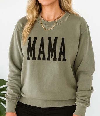 Women's crewneck Sz Lg MAMA mom Sweatshirt Sweater Green Boho acid wash Lounge