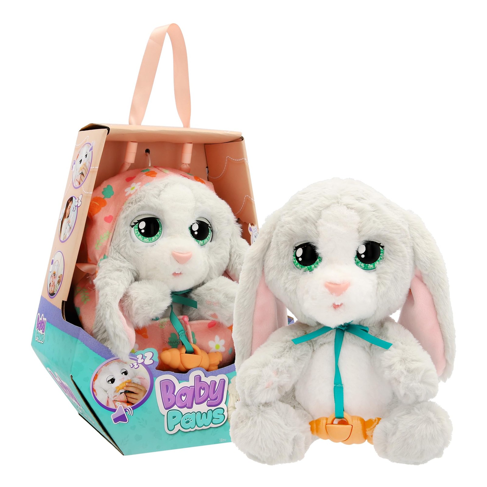 Peluche lapin interactif sons et yeux mobiles pour rituel du coucher des enfants