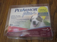 1 Box PET ARMOR PLUS X-LARGE DOGS 89 - 132 pounds  3 Count  Flea Tick SEALED