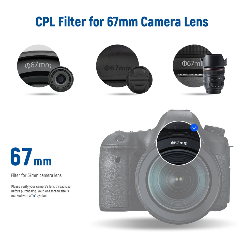 NEEWER 67mm CPL Filter 30 Layer Nano Coated Reduce Glare Enhance Contrast - Image 3 of 4