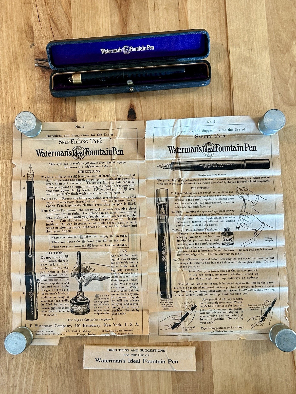 Antique Waterman 0852 1/2V BCHR Gold Filled Ring Top Fountain Pen Pat 1903 w/Box