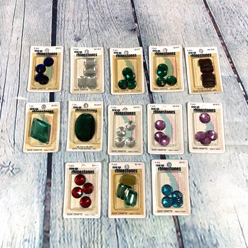 Gick Sew On Rhinestones Crafting Lot of 13 Sealed Packages Crafts Vintage