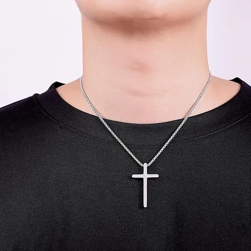 925 Sterling Silber Kreuz Anhänger Halskette Kruzifix 22 Zoll Kette Unisex Halskette - Bild 10 von 10