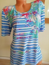 Gr.44 Serafini Damen Shirt Streifenoptik mediterraner Style hellblau -30% Rabatt