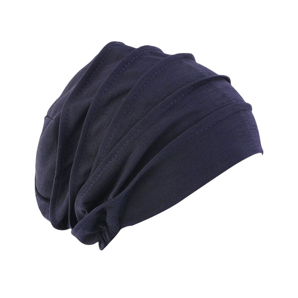 Viskose Hijab Haube Mit Ohrloch - Dehnbare Schlafmütze One Size Schwarz