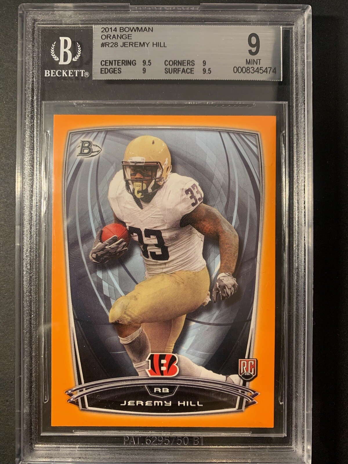 Jeremy Hill Bowman Chrome Rookie Autograph #9 Orange Refractor
