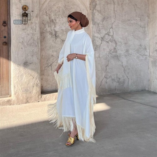 Muslim Tassel Abaya Women Long Dress Dubai Dress Arab Robe Evening Gown Islamic - Picture 16 of 50