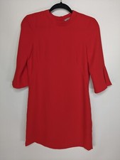 H&M Red 3/4 Flare Sleeve Button Back Sheath Dress Size 4