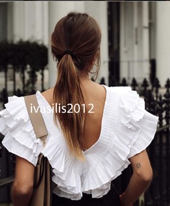 zara white ruffle top