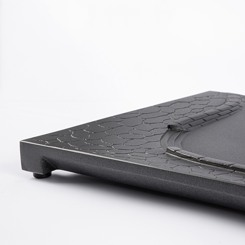 Chinese Tea Tray Black Stone Tea Table Boat Shape Design Water Draining Embossed - Picture 17 of 20