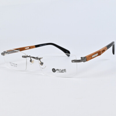 Ultralight Titanium Bamboo Eyeglass Frames Rimless Business Glasses Wood  Eyewear