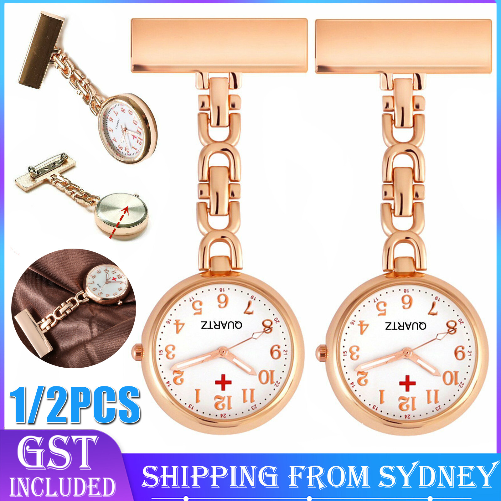2024 Model Rose Gold Nurse Fob Watch Large Face Nursing Pendant Pocket Watch AU