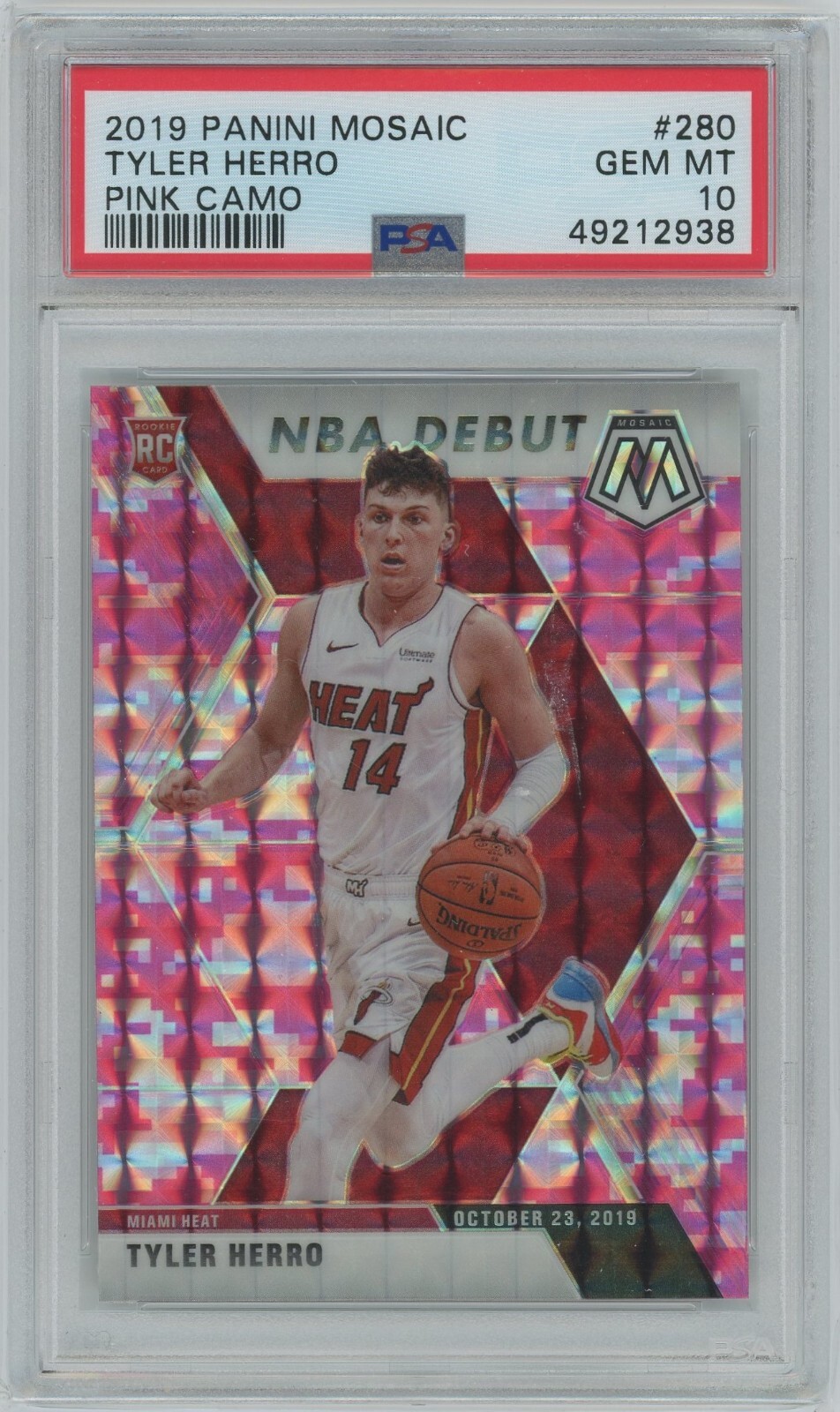 2019 PANINI MOSAIC PINK CAMO #280 TYLER HERRO ROOKIE GEM MT 10