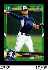 1-2018 BOWMAN CHROME DRAFT GREEN REFRACTOR SEAN GUILBE PADRES 10/99