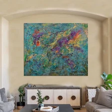 Jackson Pollock style Professional￼ Artist Canvas￼ painting￼ 72”X60”Abstract,6ft