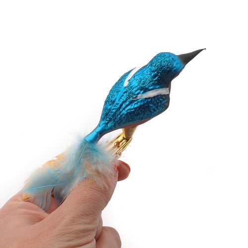 Tschechisches handgeblasenes Glas Eisvogelclip auf Weihnachtsbaumschmuck - Bild 3 von 4