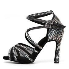 Ladies party Shiny Rhinestone Latin Shoes Professional dance shoes Heel 6cm-10cm