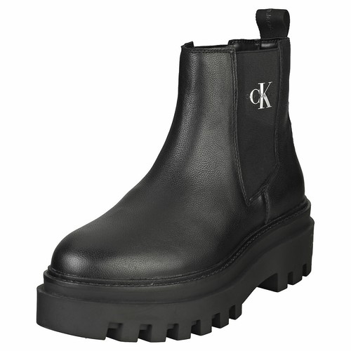 Calvin Klein Flatform Mid Donna Black Pelle Stivali Chelsea | eBay