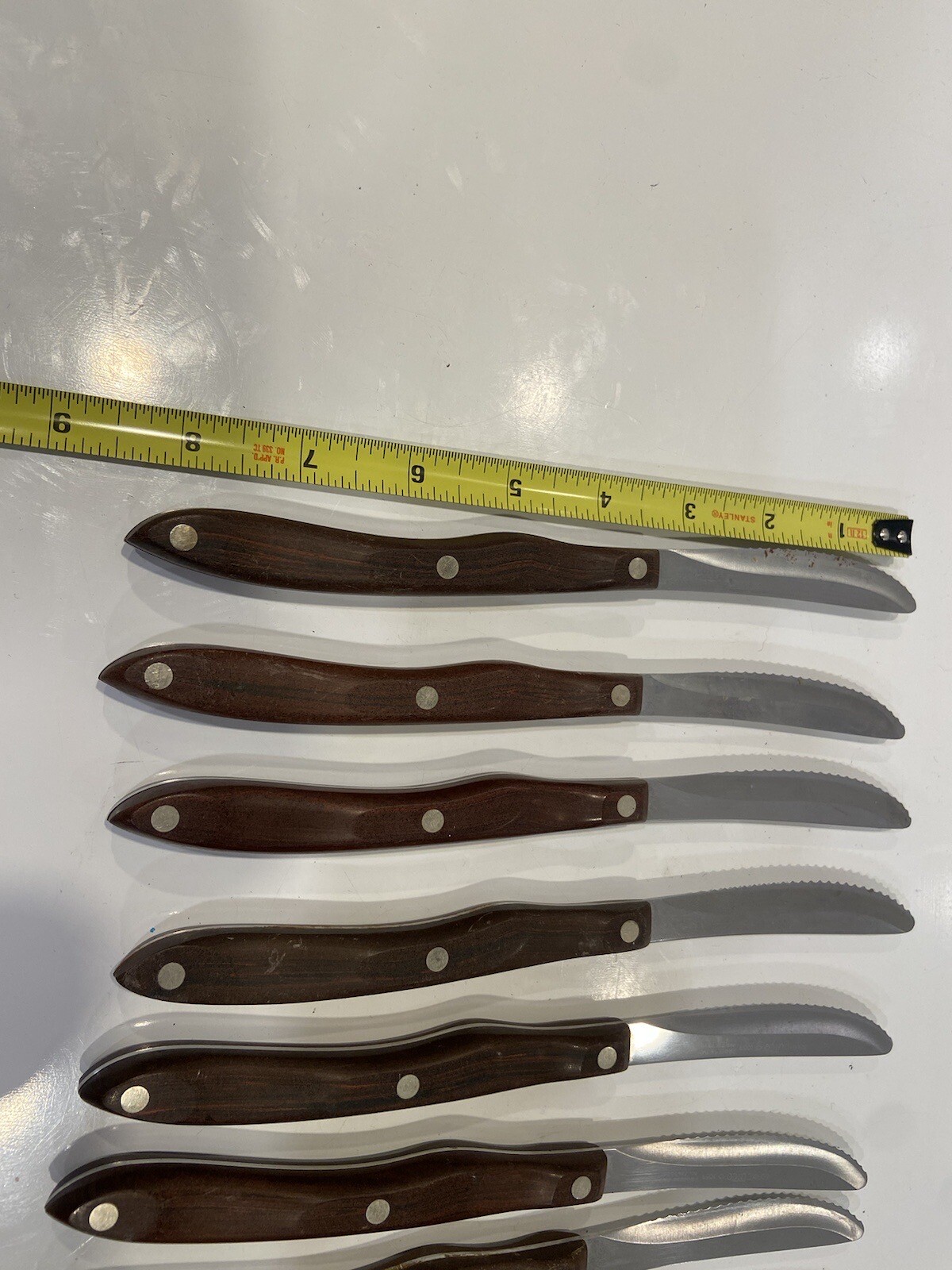 Cutco Steak Knives 1059 Serrated Stainless Steel Brown Handle USA 8