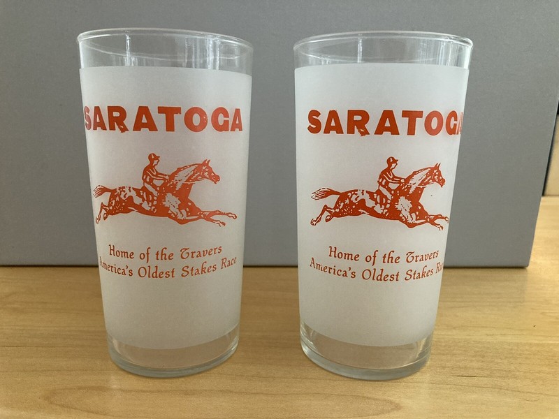 Vintage Saratoga Travers Glasses Souvenir Tall Set Of 2